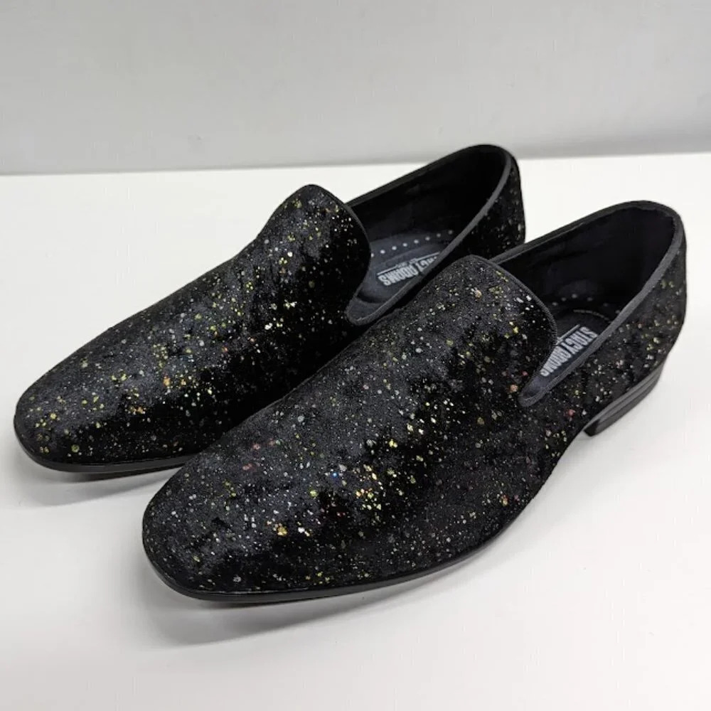 Stacy Adams Black and Gold Loafers